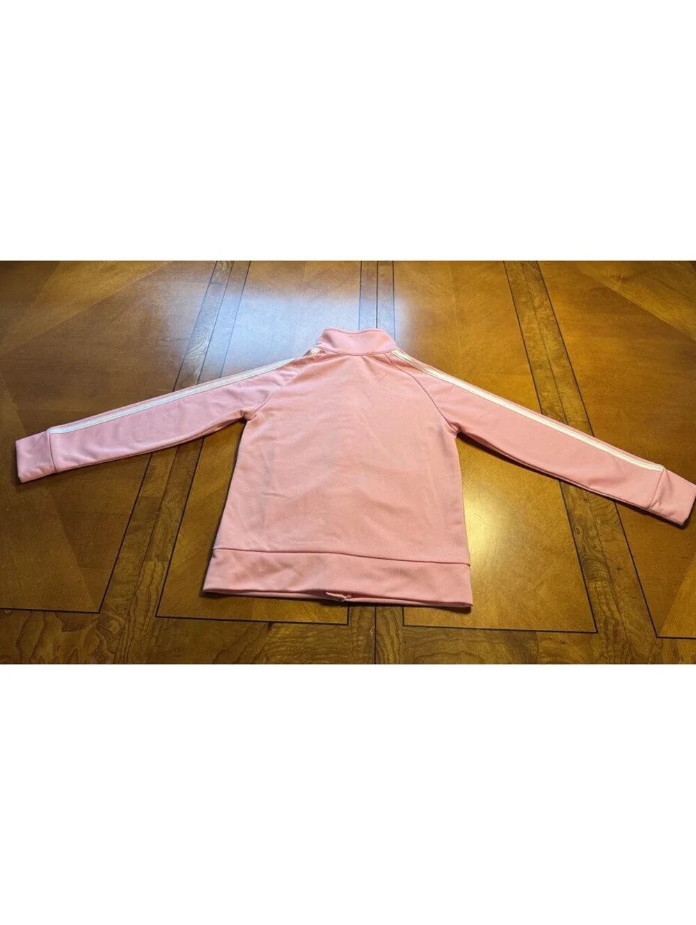 Adidas Girls Track Jacket Size 24 Pink Full Zip 3 Stripes Collared